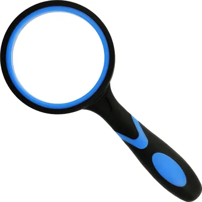 Produktbild von Lupe 5fach Vergrößerung Echtglas bruchsicher 50 mm Linse blau schwarz klein 5x