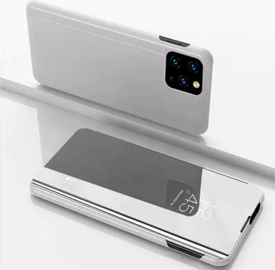 Produktbild von Handyhülle für Apple iPhone 12 / iPhone 12 Pro Smart Cover Schutzhülle Clear View Case Silber