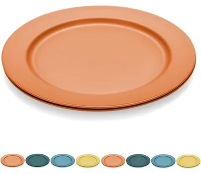 Zdjęcie produktu dla Zestaw talerzyków, 8 sztuk, 25 cm, pomarańczowy, niełamliwy, bez BPA, nadający się do mikrofalówki, można myć w zmywarce