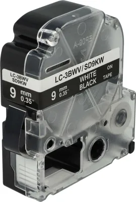 Produktbild von vhbw Schriftband-Kassette Ersatz für KingJim SD9KW für Etiketten-Drucker 8m x 9mm Weiß auf Schwarz