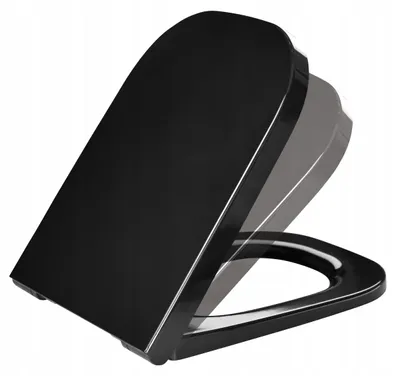 Produktbild von WC Sitz - Toilettensitz - Schwarz - 35 X 45,5 Cm - Selbstschließend - Antibakteriell - Abnehmbar - Toilettendeckel