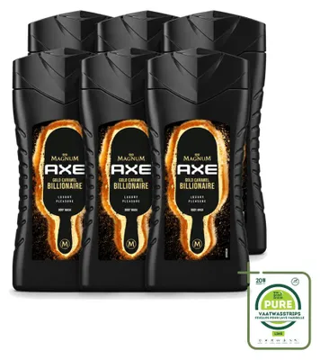 Produktbild von 6 x Axe Magnum Gold Caramel Billionaire 3-in-1 Duschgel - 250 ml - Großpackung - 6 Stücke