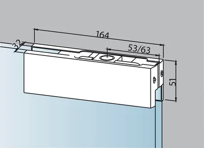 Produktbild von Oberer Eckbeschlag DORMA PT 20 mit Kunststoffbuchse, Alu silber eloxiert (03.110) | Glastürbeschlag - Zubehör dormakaba