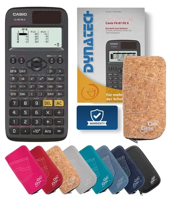 Produktbild von Casio FX-87 DE X Taschenrechner, Schutztasche kork & Fachbuch
