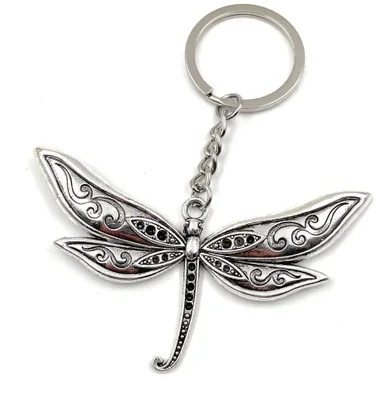 Image de Onwomania Porte-clés - "Libellule Insecte Décoré" - Porte-bonheur en métal idéal comme cadeau par ex. pour le meilleur ami, la meilleure amie, maman