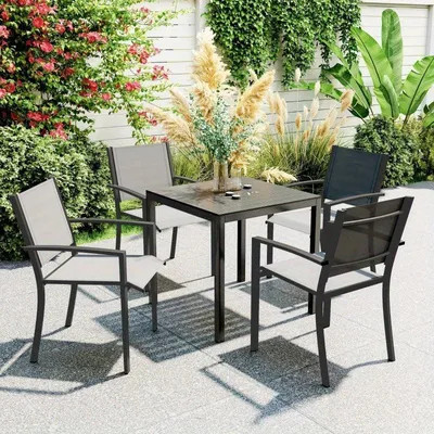 Obrázok produktu pre Vonkajší stôl 73x73 cm – Odolný záhradný stôl a kempingový stôl z hliníka s nastaviteľnou výškou