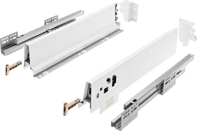 Zdjęcie produktu dla GTV – nowoczesna szuflada I Dł. = 500 mm Wys. = 83 mm I Biała I Ciche zamykanie I Obciążenie do 40 kg I Łatwa instalacja I Synchronizacja ruchu prowadnic I PB-D-KPL500A1