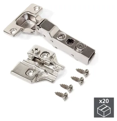 Immagine prodotto di Cerniera a Scodellino 35 mm Mezzo Collo 100° con Basetta 20 Pezzi Emuca
