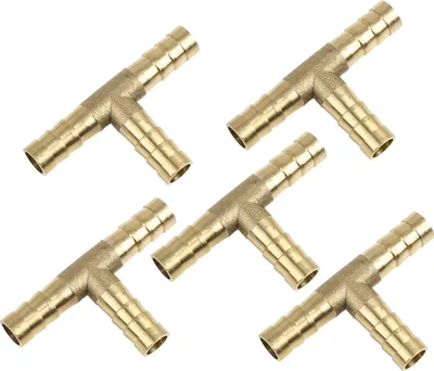 Produktbild von 5Stk. T Schlauchverbinder T Stück Messing Schlauchstutzen 3 Wege Verbinder  8mm Schlauchverschraubung für Luft Wasser Gas Öl Rohr
