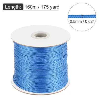 Produktbild von Gewachster Faden 0,5 mm gewachste Kordel 160 m Gewachste Baumwollschnur fš¹r Armbandherstellung, Halsketten, Perlen, Schmuckherstellung und DIY-Basteln (Hellblau)