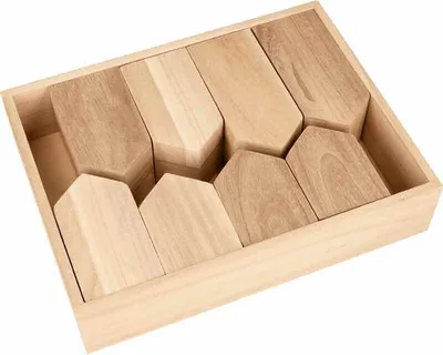 Produktbild von 8 Holzhäuser mit Tablett - 24 x 18 x 5,5 cm