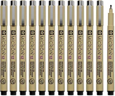 Productafbeelding van Sakura Pigma Micron Fineliner pennen - Zwart - 12 bold point - Doos van 12