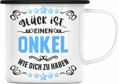 Produktbild von Trendation - Bester Onkel Geschenk von Nichte Neffe Lustige Emaille Tasse Spruch Geschenke für Onkel Nichten Geschenkidee (Schwarz)