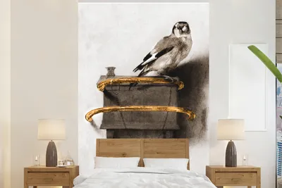 Produktbild von MuchoWow® Fototapete für Wohnzimmer oder Schlafzimmer Wandtapete Vinyl Motivtapete Der Stieglitz - Carel Fabritius - 145x220 cm - Wanddekoration