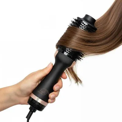 Produktbild von Heißluftbürste – Föhnbürste – Styling-Tool für Haare – 3-in-1-Funktionalität – 33,5 x 8,5 x 7 cm – Schwarz