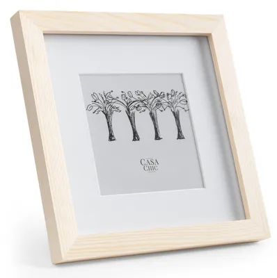 Produktbild von Casa Chic Bilderrahmen, 23x23cm Bilderrahmen für Kinderzeichnungen, Urkunden und Fotos, Quadratischer Holz-Bilderrahmen mit Glas, Fotorahmen im Hoch- oder Querformat, Rahmen mit Passepartout