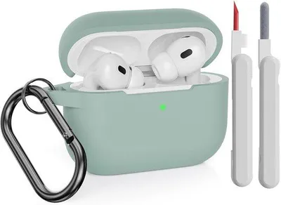 Produktbild von Famanu Schutzhülle für AirPods Pro 2 (2022 & 2019) mit Reinigungsset - weiche Silikonhülle mit Karabinerhaken