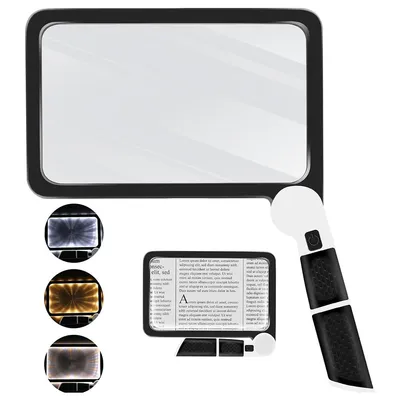 Produktbild von Lupe mit Led Licht, 5X Leselupe mit Beleuchtung Für Senioren, Lupenbrille 48 Leds 3 Dimmmodi, Leselupen Ideal Zum Lesen, Bücher, Arbeit, SehschwäChe