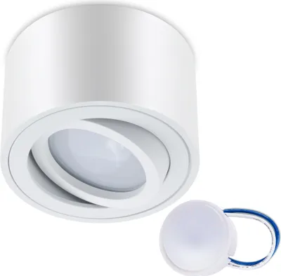 Produktbild von LUMILED Deckenleuchte Aufbauspot LED Aufbaustrahler Deckenlampe Spot schwenkbar rund weiß Aluminium + Modul LED INSERT 7W 230V Warmweiß 3000K