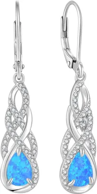 Zdjęcie produktu dla Opal Wiszące Kolczyki 925 Sterling Silver Drop Biżuteria Kobiety Matka Dziewczyna