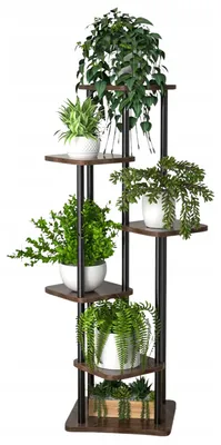 Produktbild von Pflanzenständer im Loft-Stil - 132 cm - Mehrstöckiges Pflanzenregal aus Metall