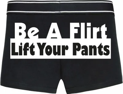 Produktbild von Boxershorts - Mann - Boxer-0040-man-black-h-S - schwarz - S - hinten - Be a Flirt lift your Pants - lustiges Motiv - Spruch - Unterwäsche - Unterhose - Freizeit - lustig