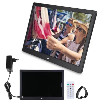 Obrázok produktu pre Digitálny fotorámik 15,4" 1280x800 HD, budík, podpora MP3/MP4, zobrazenie USB/SD karty, čierny