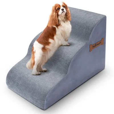 Immagine prodotto di Scala per cani a 3 gradini - Antiscivolo - Scala per animali domestici - Altezza 40 cm - Dimensioni 32 x 60 x 30 cm - Ideale per cani di piccola taglia - Adatta anche per gatti anziani