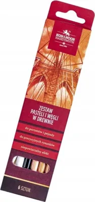Immagine prodotto di Set di pastelli e carboncini in legno + evidenziatore 6 pezzi Koh-i-noor