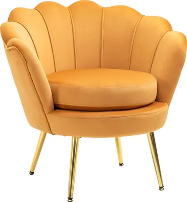 Produktbild von Lounge-Sessel, Vintage-Sessel in Samtoptik, Metallgestell, 76 x 67 x 74 cm, Gelb
