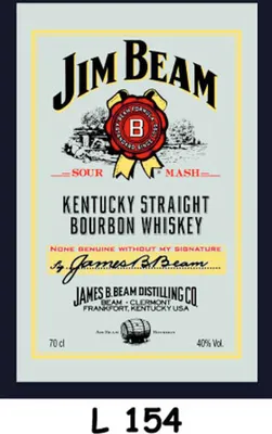 A label for Jim Beam Kentucky Straight Bourbon Whiskey.