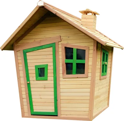 Produktbild von AXI Spielhaus Alice aus Holz | Outdoor Kinderspielhaus für den Garten in Braun & Grün | Gartenhaus für Kinder mit Fenstern