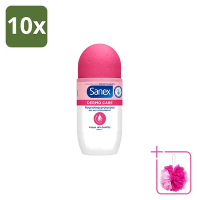 Imagen del producto de 10 unidades de antitranspirante roll-on Sanex Dermo Care, 48 horas de protección, 50 ml, pack ahorro