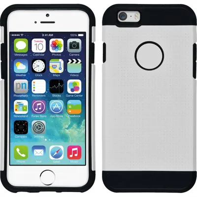 Produktbild von PhoneNatic Hybridhülle kompatibel mit Apple iPhone 6s / 6 - ShockProof Holes weiß Cover Schutzhülle + 2 Schutzfolien