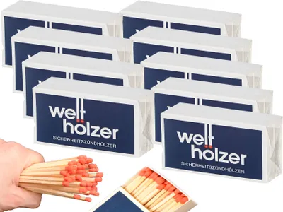 Produktbild von jameitop® 10 Pack XL Welthölzer Streichhölzer 500 Zünder Packungen Retro/Vintage Langhölzer Zündhölzer
