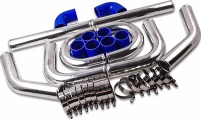 Produktbild von maXpeedingrods Universal Ladeluftkühler Verrohrung Kit 2.5" 64mm Alu Rohr Blau