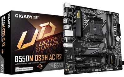 Zdjęcie produktu dla Gigabyte B550M DS3H AC R2 - Płyta główna - micro ATX - Socket AM4 - Chipset AMD B550 - USB 3.2 Gen 1 - Gigabit LAN, Wi-Fi, Bluetooth - Wbudowany układ graficzny (wymagany procesor)