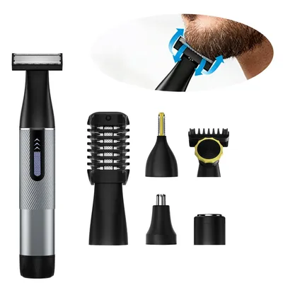Produktbild von 5-in-1 Elektrischer Rasierer, wasserdicht, USB-C Schnellladung, Präzisionstrimmer, Gesichts-, Körper-, Nasenhaare & Augenbrauen, Vulkan Grau