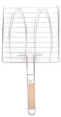 Image de Grille en acier inoxydable avec poignée antiadhésive, grille, panier à grillades pour poisson et viande, pour le four