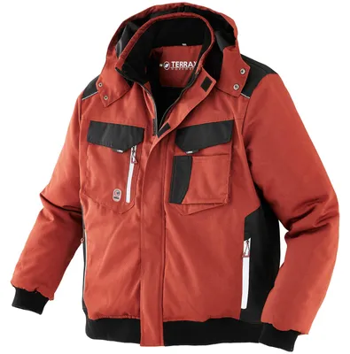 Produktbild von Terrax Workwear Herren Pilotenjacke mit Stehkragen - Arbeitsjacke mit reflektierenden Details in Rotbraun-Schwarz Größe XXL