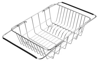 Abtropfständer aus Edelstahl, ausziehbar, 33–42 cm, Bogennetz