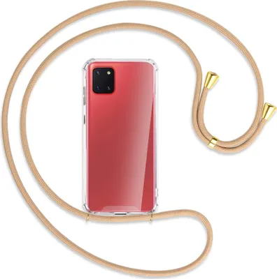 Produktbild von Handykette Backcover-Schutzhülle mit Band (Metall goldfarben) für Samsung Galaxy Note 10 Lite - beige