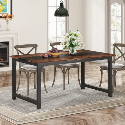 Produktbild von Esstisch rechteckig industriell für 4-6 Personen 160x80 cm rustikales Braun Metallbeine