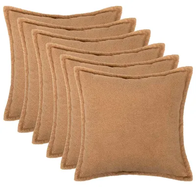 Obrázek produktu pro vidaXL Povlak na polštář, 6 kusů, barva béžová, materiál: bouclé, rozměry: 55 x 55 cm