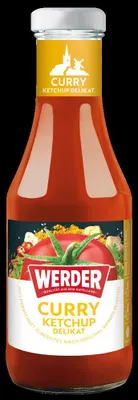 Produktbild von Werder Curry Ketchup Delikat 450 ml Glasflasche Wurst Feinkost Grillen BBQ