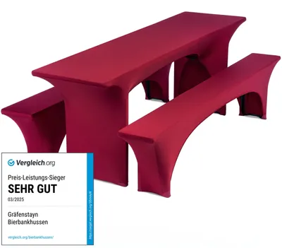 3-teiliges Biertafelhoezenset, bordeaux, 70 x 220 cm, Stretch