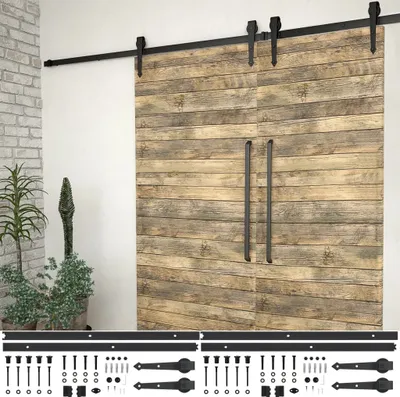 Produktbild von Schiebetür-Beschlagsätze 2 Stk. 200 cm Stahl Schwarz , Türrahmen Design 2024