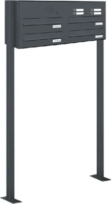 Produktbild von 4er Briefkastenanlage Standsystem Durchwurf - Klingel RAL 7016 Anthrazit