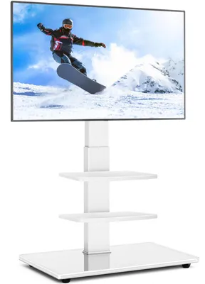 Produktbild von Freistehender drehbarer TV-Ständer für 32-70 Zoll Fernseher - Höhenverstellbar mit Regalen