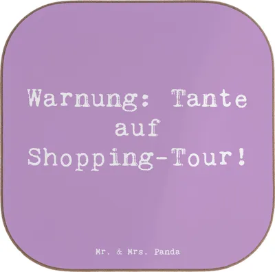 Produktbild von Mr. & Mrs. Panda Untersetzer für Gläser Spruch Tante Shopping - Lavendeltraum - Geschenk, gläseruntersetzer, Geschenke, Familie, bieruntersetzer, Familienmitglieder